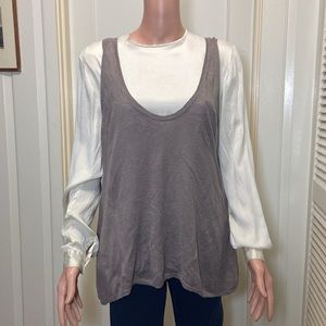 Wrap Sleeveless Linen Brown Tunic